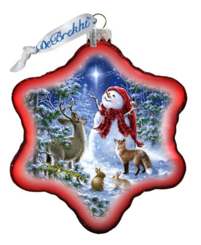 G.DeBrekht Heaven and Nature Snowman Glass Ornament Holiday Splendor