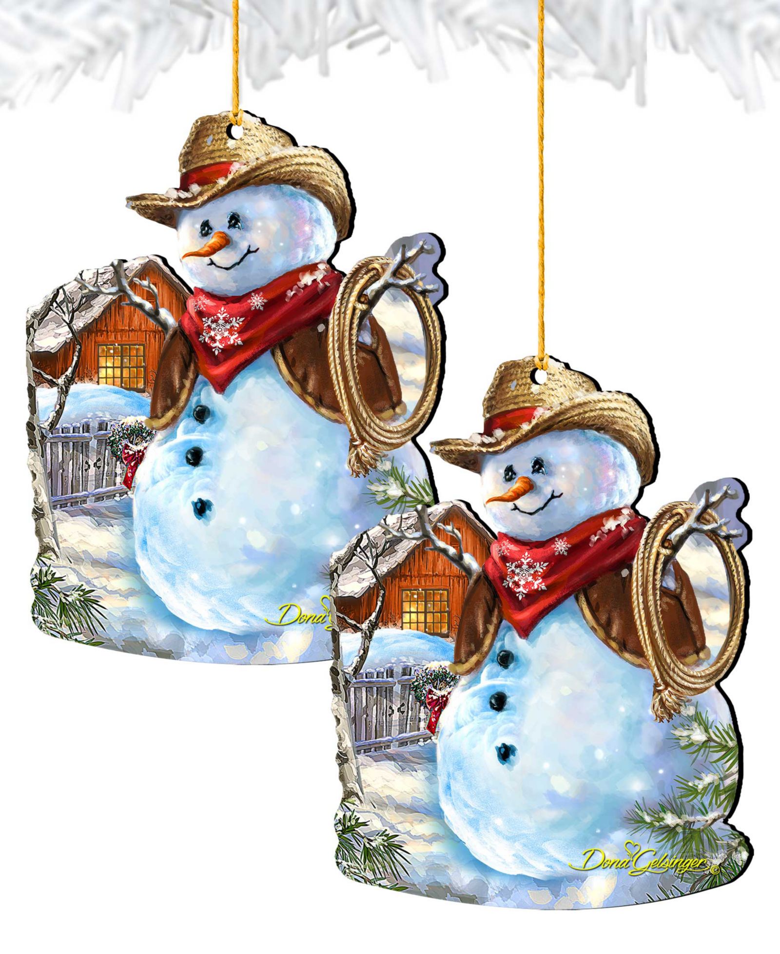 Набор деревянных украшений Designocracy Cowboy Snowman, 2 штуки