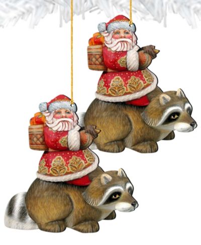 Designocracy Рождественские украшения Raccoon Santa, набор из 2 шт.