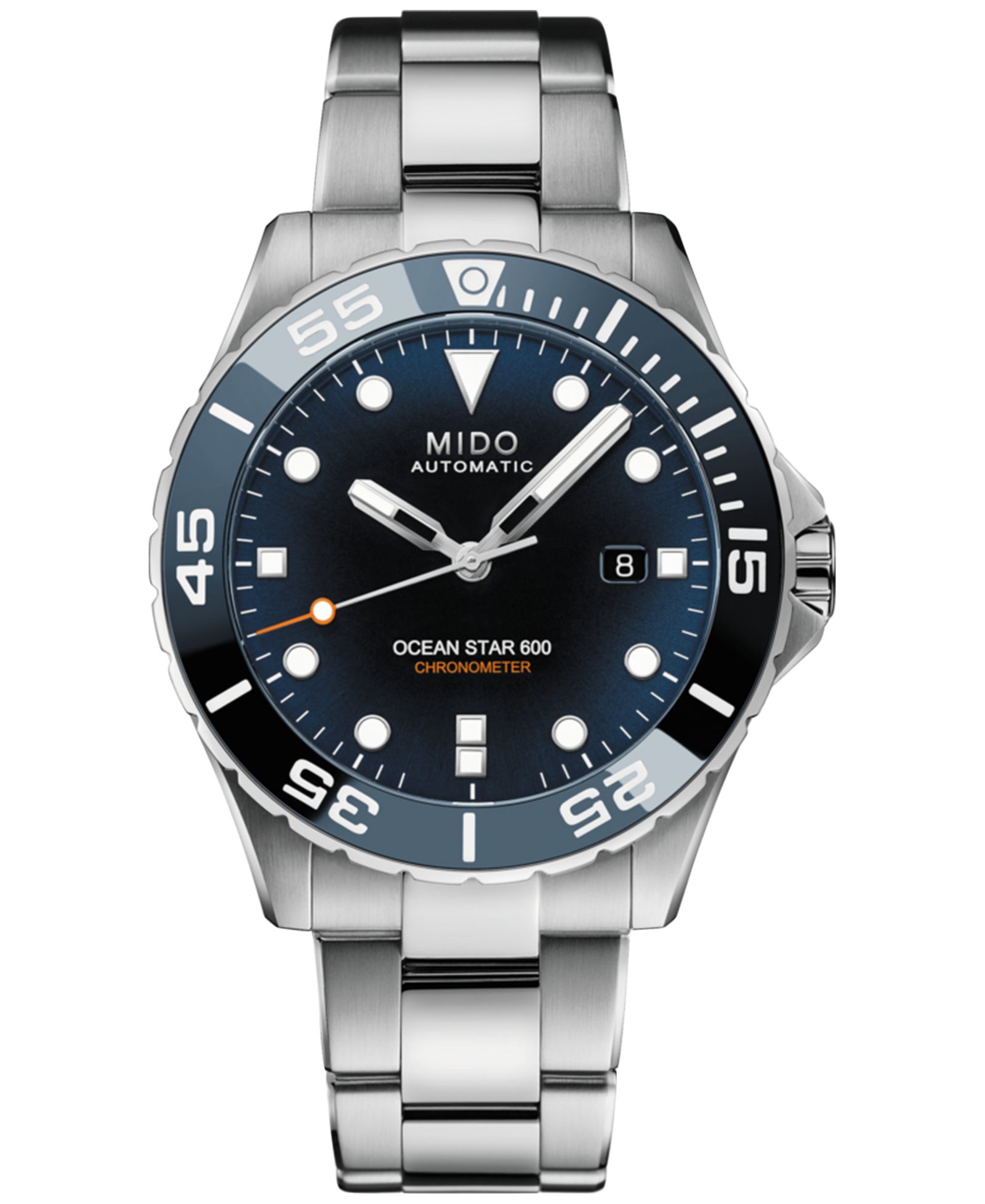Mido Men's Swiss Automatic Ocean Star 600 Chronometer Stainless Steel Bracelet Watch 44mm
