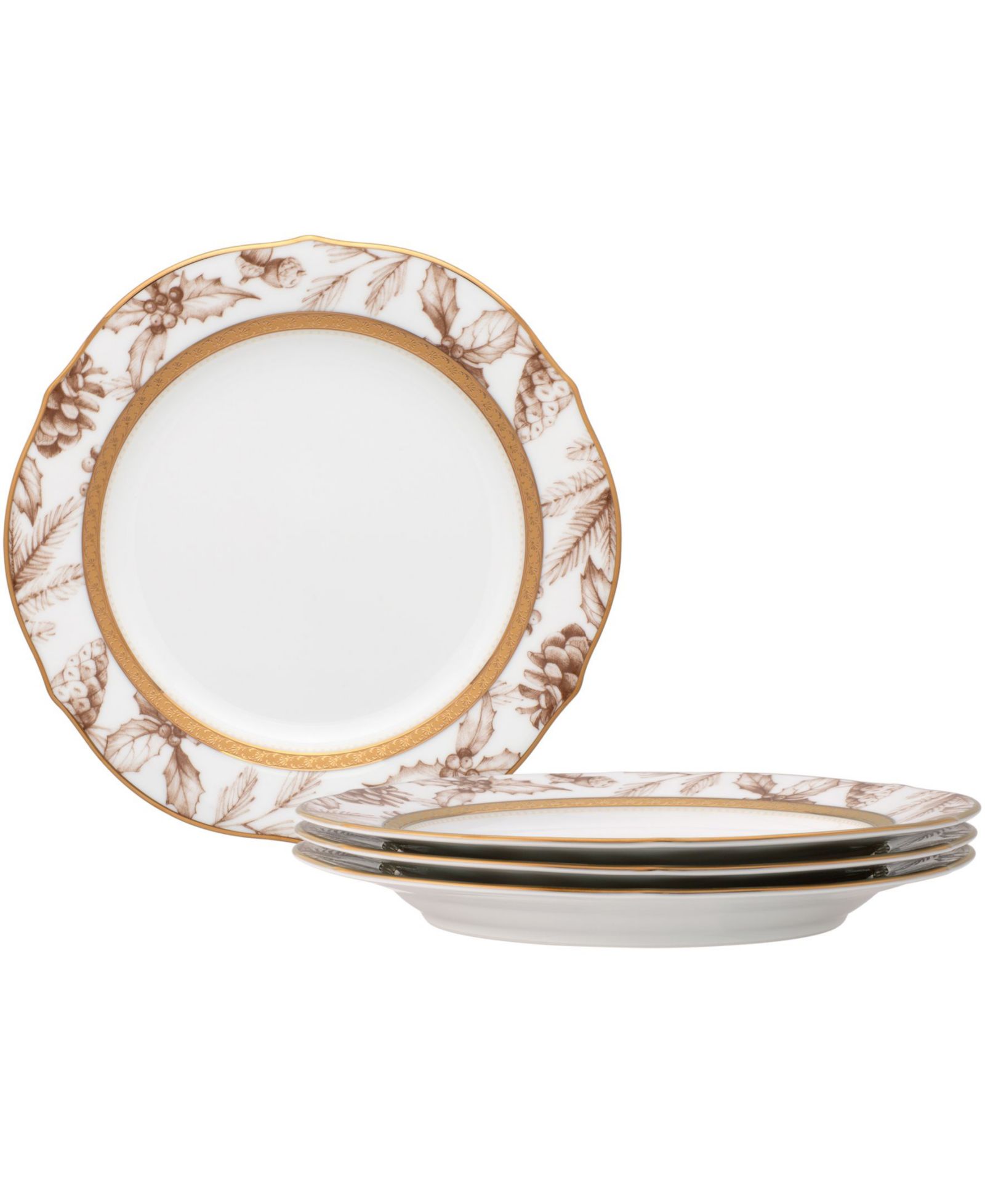Набор из 4 акцентных тарелок Noritake Charlotta Gold Holiday Harvest 9"