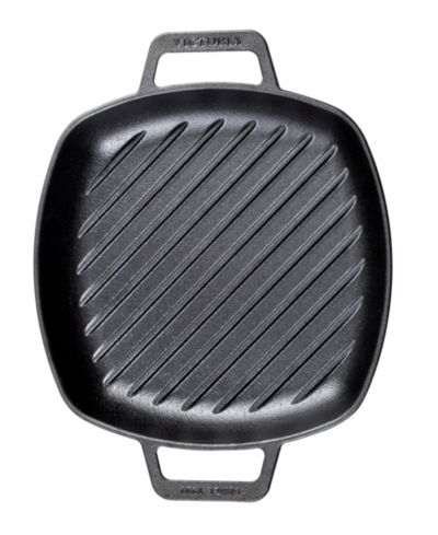Victoria 10in Square Grill Pan with Double Loop Handles, Seasoned