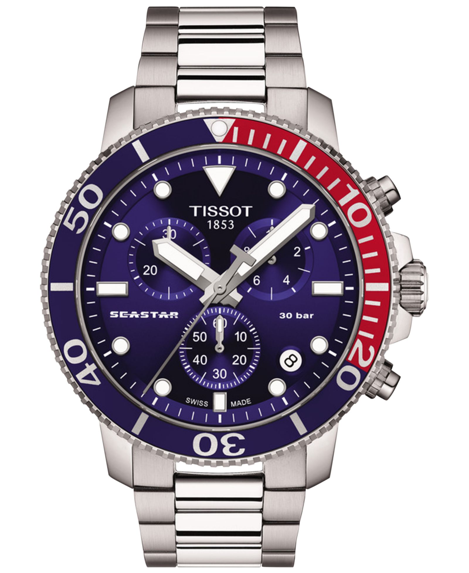 Мужские швейцарские часы Tissot Seastar 1000 Stainless Steel Bracelet 46mm