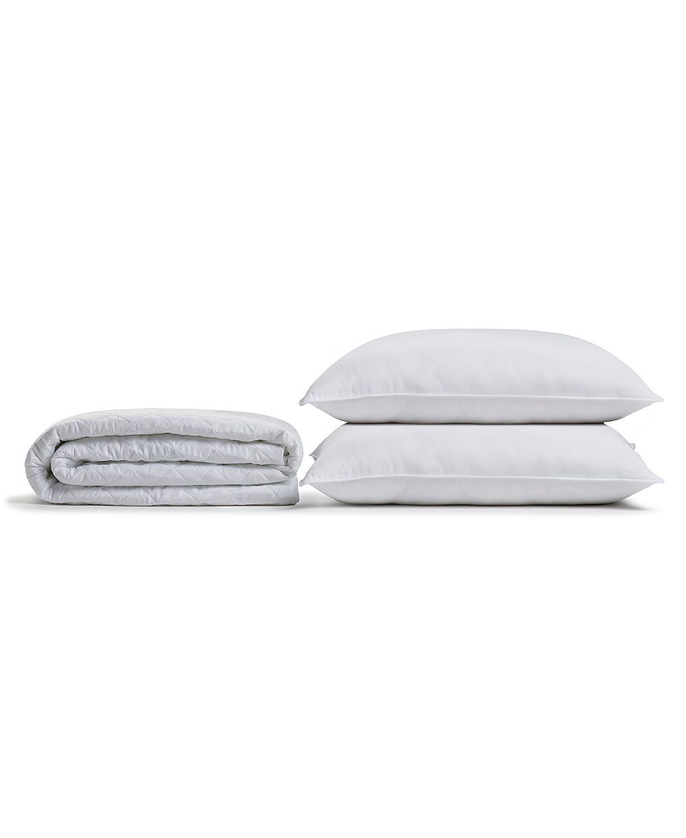 Ella Jayne Overstuffed Plush Allergy Resistant Gel Filled Side/Back Sleeper Pillow & Mattress Protector Set, King