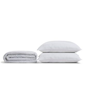 Ella Jayne Overstuffed Plush Allergy Resistant Gel Filled Side/Back Sleeper Pillow & Mattress Protector Set, Queen