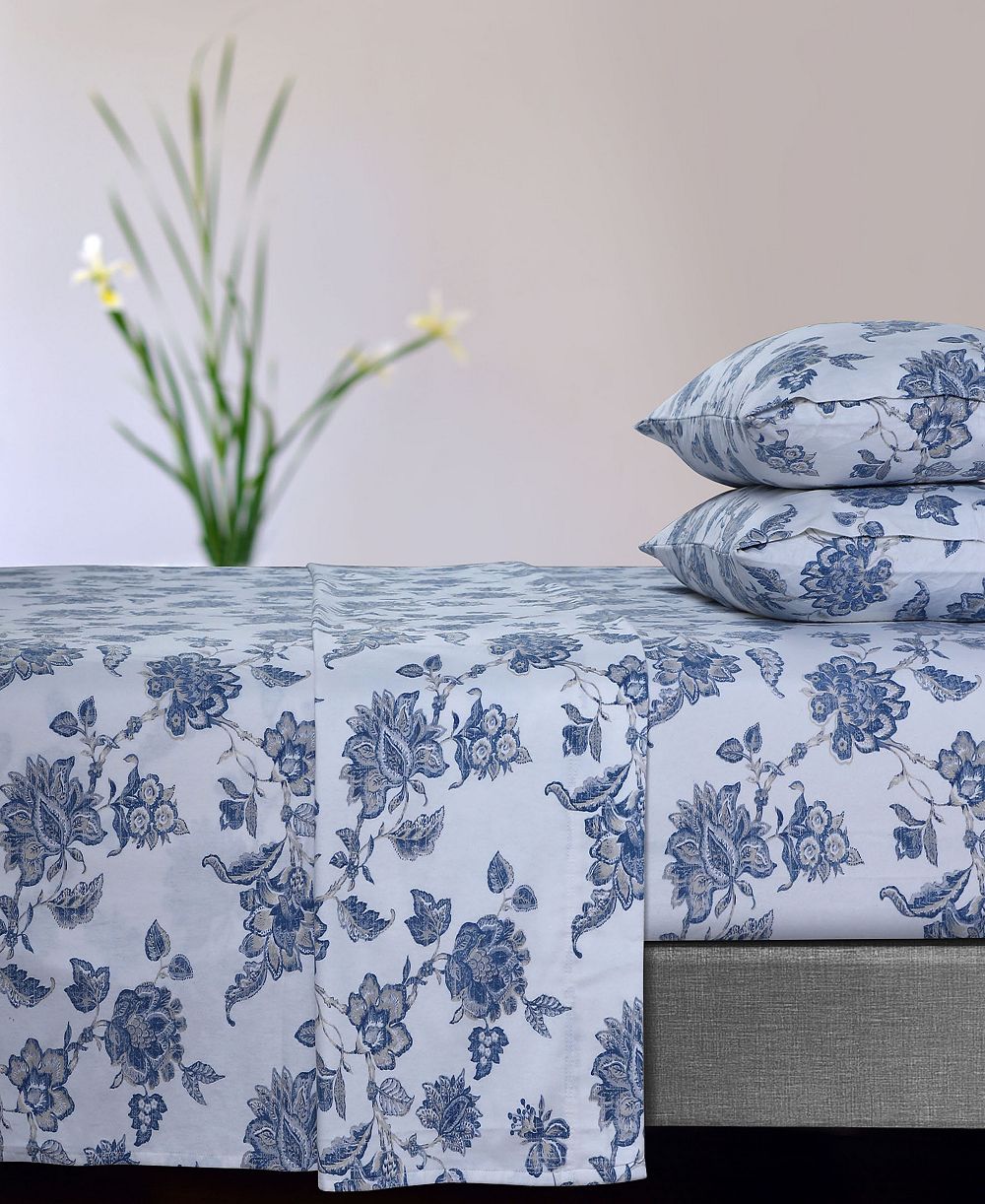 Tribeca Living Ayana Floral Flannel Extra Deep Pocket 4 Piece Sheet Set, Queen