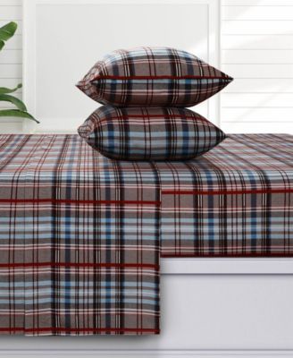 Azores Home Brentwood Plaid Extra Deep Pocket Flannel 4-Pc. Sheet Set, Queen