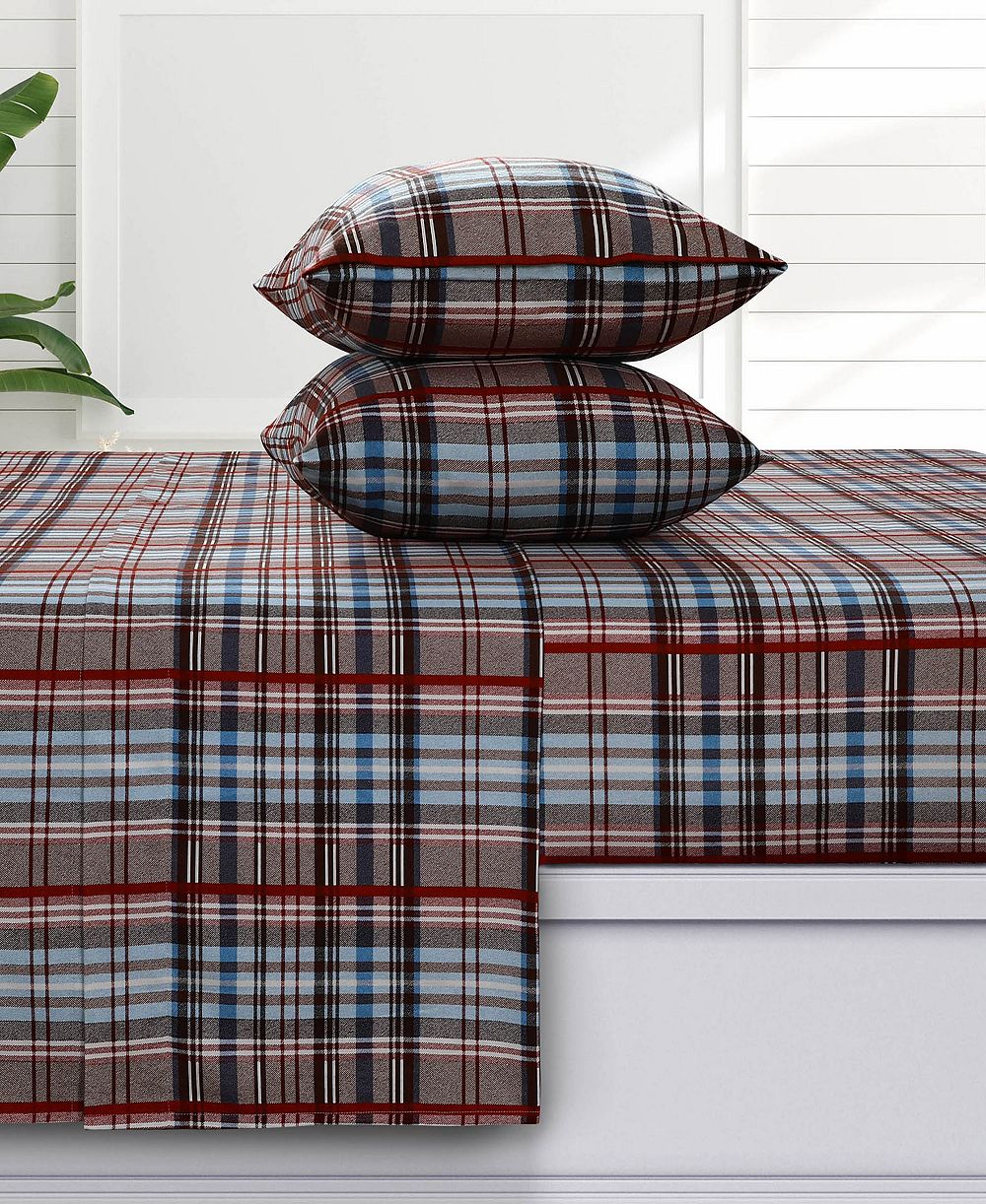 Azores Home Brentwood клетчатый фланелевый комплект постельного белья, 3 шт., Twin