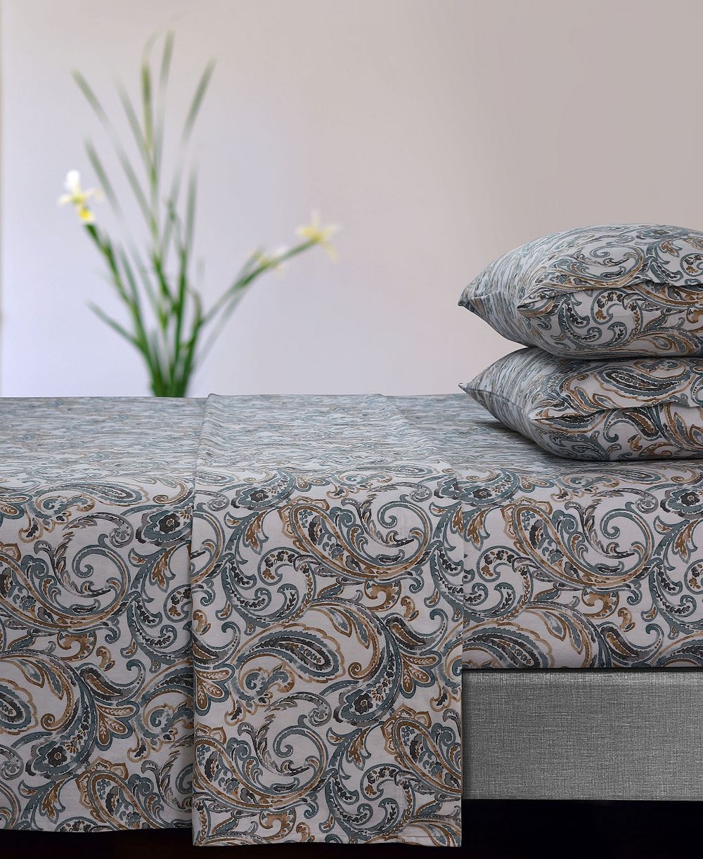 Tribeca Living Camilla Paisley Flannel Extra Deep Pocket 4 Piece Sheet Set, King