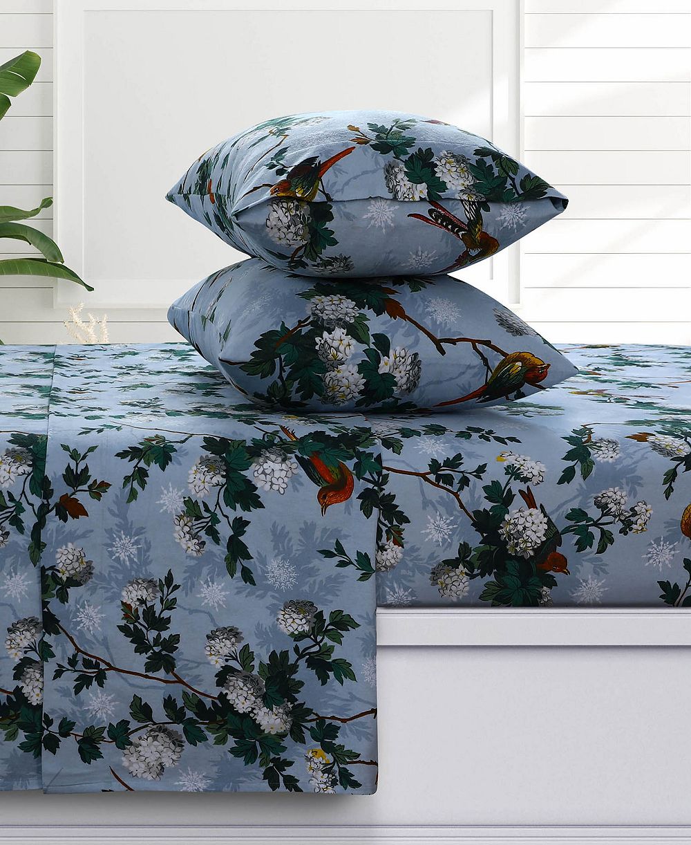 Azores Home Celina Floral Extra Deep Pocket Flannel 3-Pc. Sheet Set, Twin
