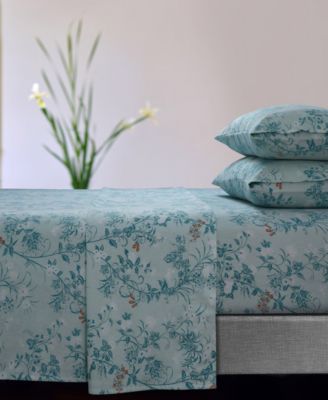 Tribeca Living Katy Floral Flannel Extra Deep Pocket 3 Piece Sheet Set, Twin