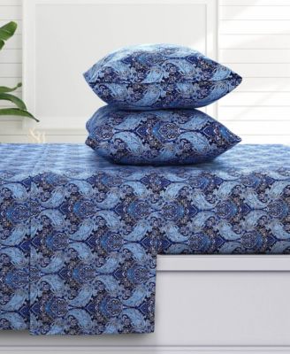Azores Home Sofi Paisley Extra Deep Pocket Flannel 4-Pc. Sheet Set, Queen