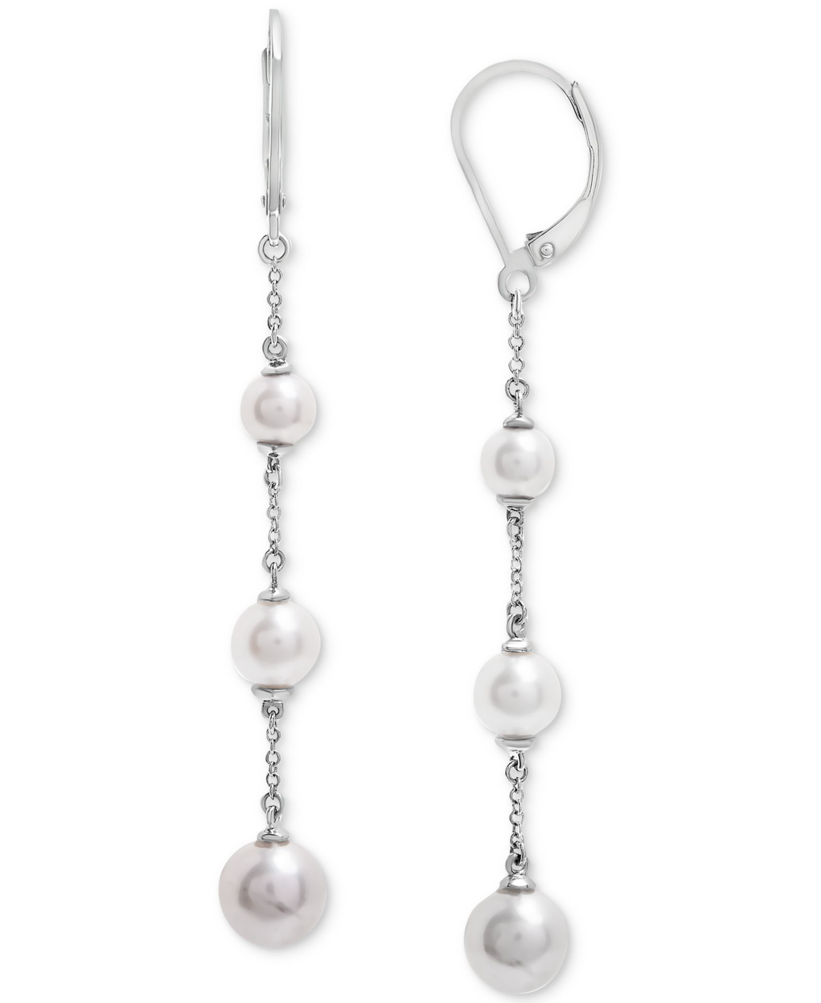 Серьги-подвески Cultured Freshwater Pearl в серебре