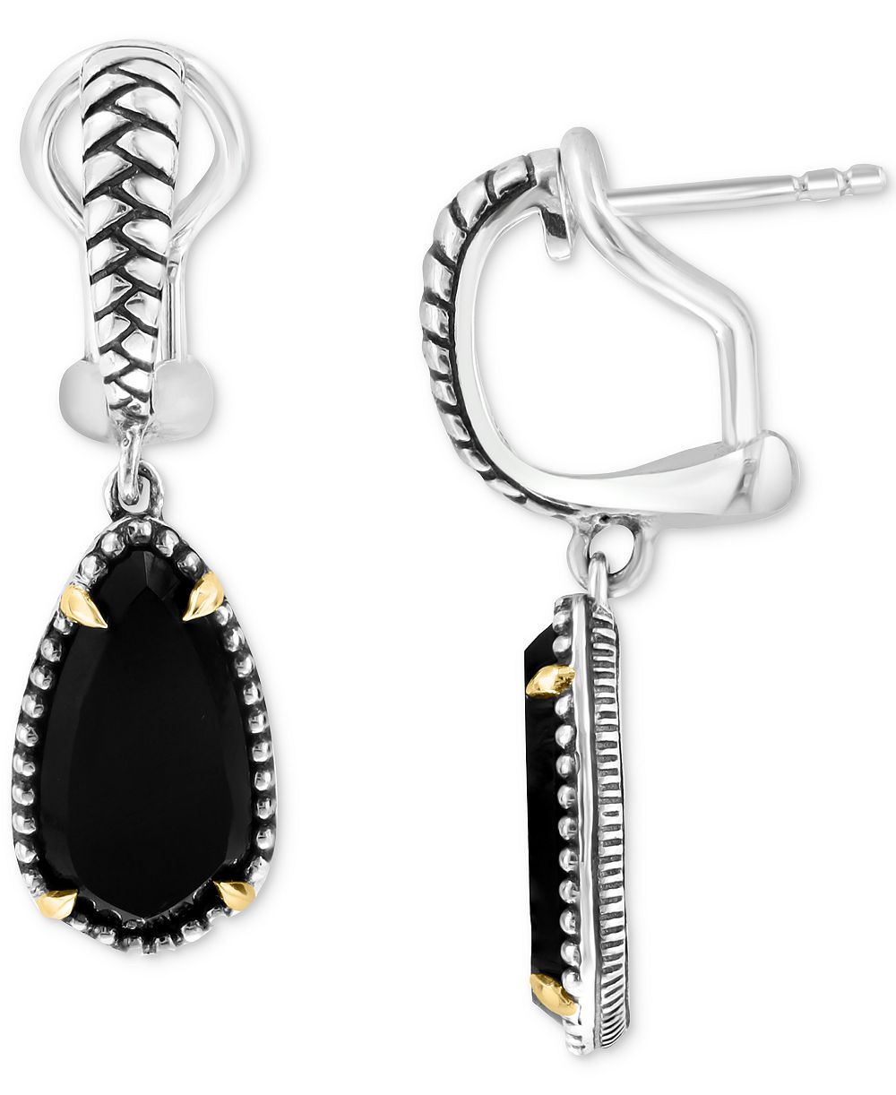 Серьги-подвески EFFY® Onyx Drop Sterling Silver