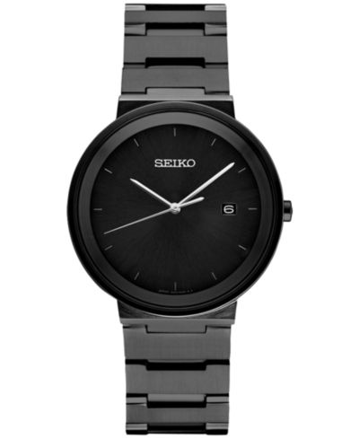 Мужские часы Seiko Essentials Black Ion Finish Stainless Steel 41mm
