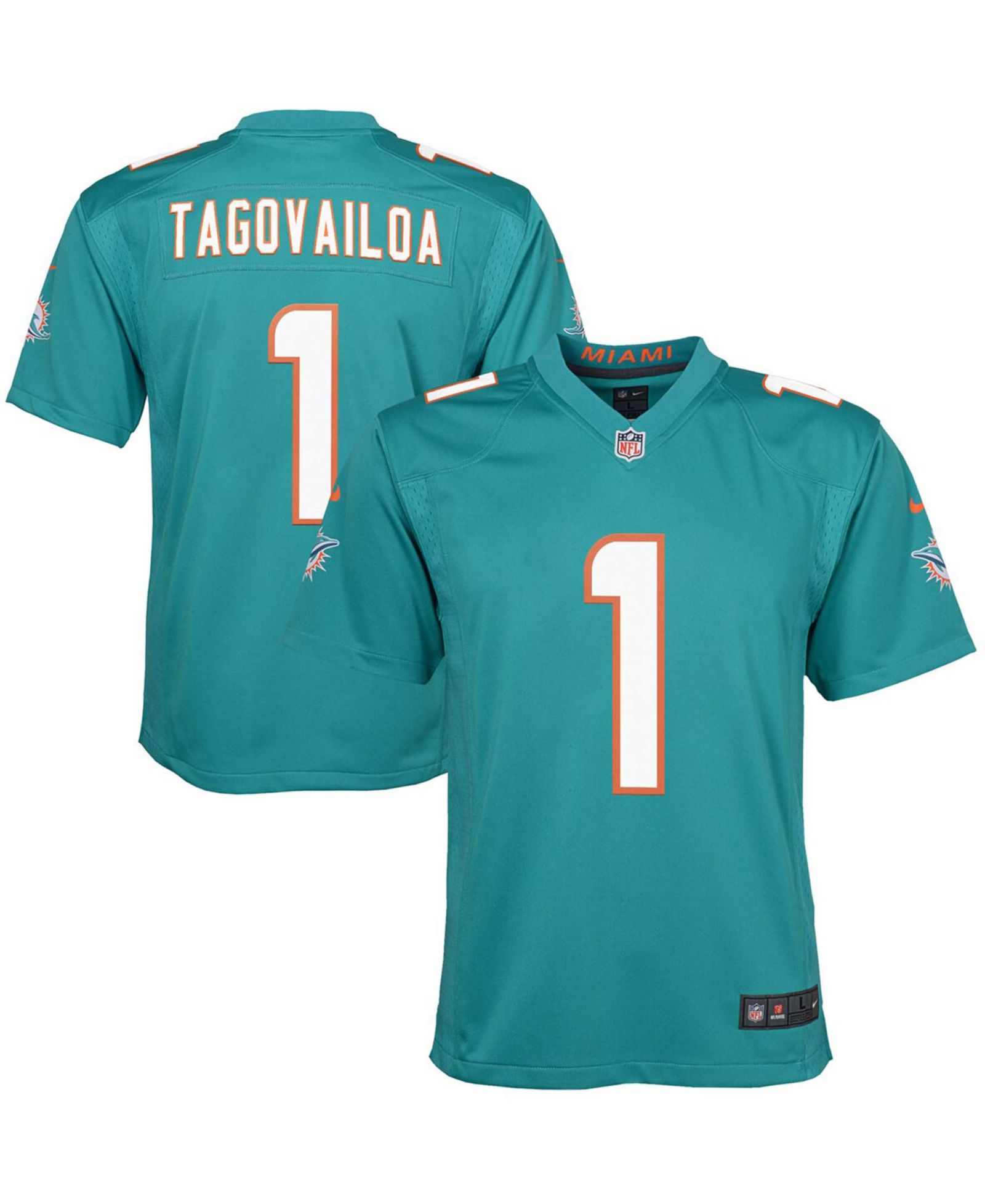 Детская игровая джерси Nike Tua Tagovailoa Miami Dolphins Alternate Game для мальчиков