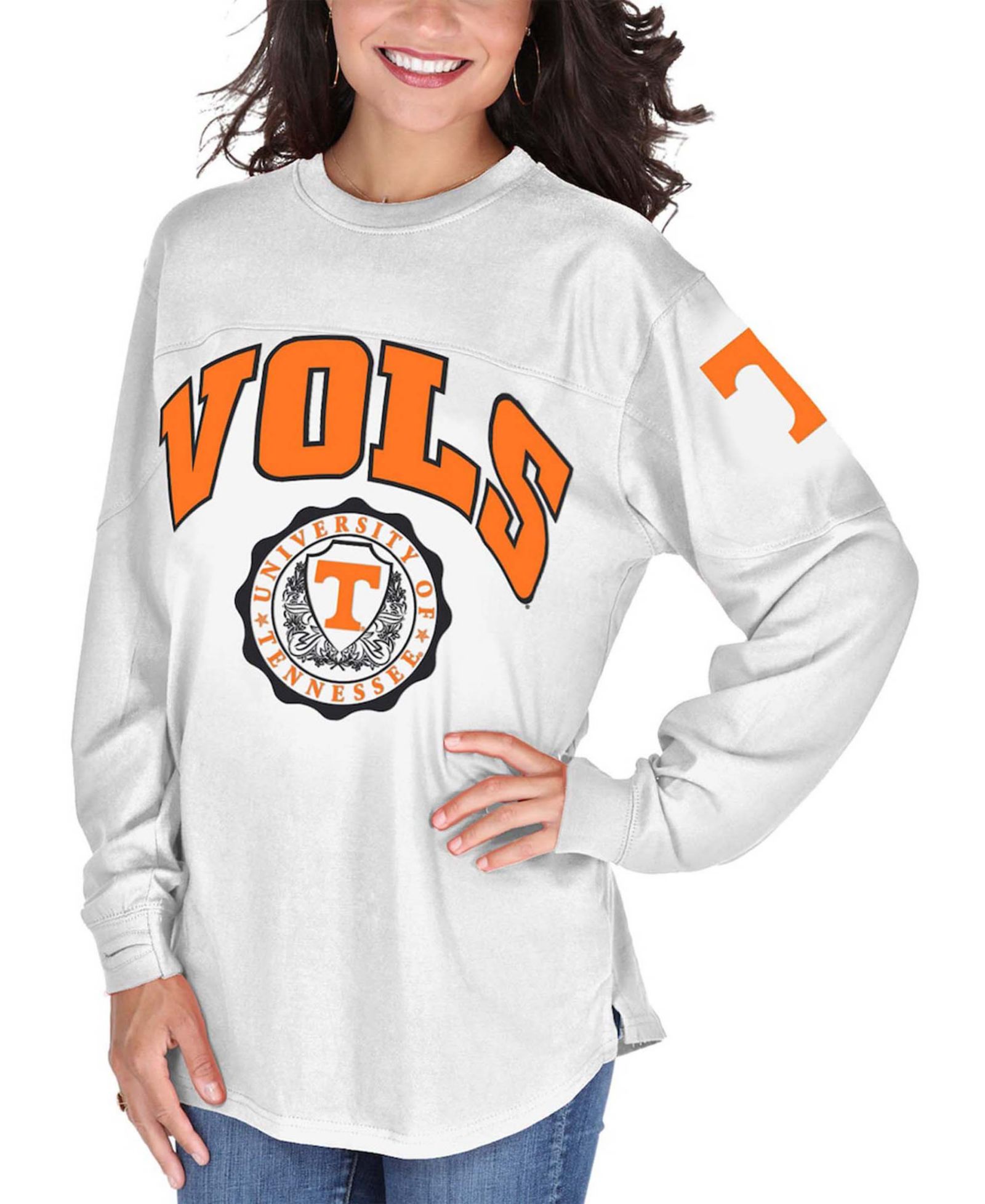 Женская футболка Pressbox White Tennessee Volunteers Edith Long Sleeve