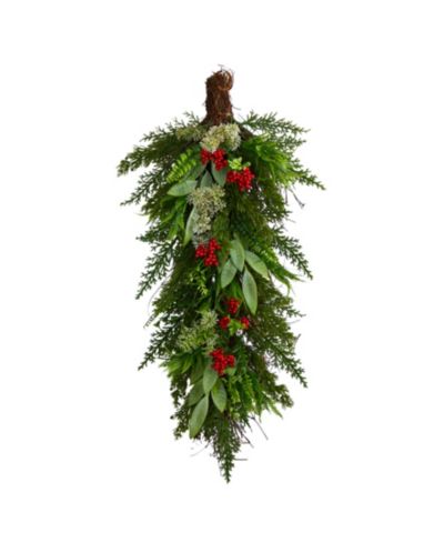 Nearly Natural Искусственная рождественская ветвь Cedar and Berry, 30"