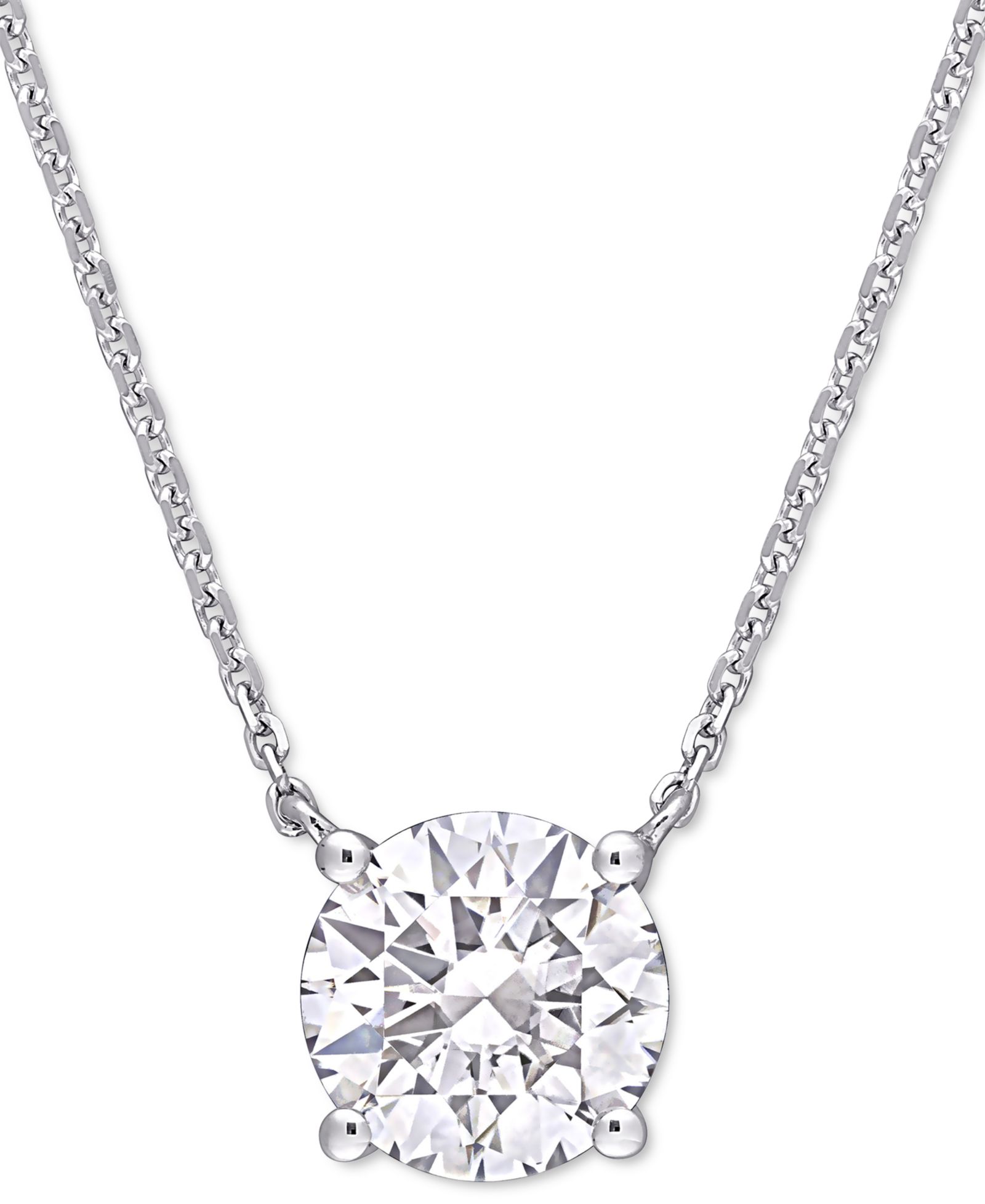 Подвеска-ожерелье с муассанитом Solitaire 17" в белом золоте 14k
