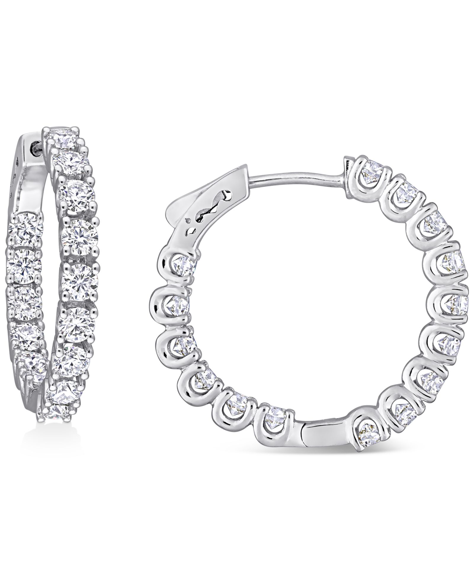 Серьги Macy's Lab-Grown Moissanite In & Out Small Hoop 1"