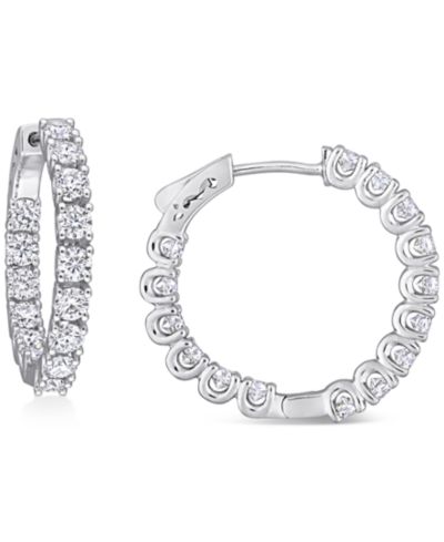 Серьги Macy's Lab-Grown Moissanite In & Out Small Hoop 1"