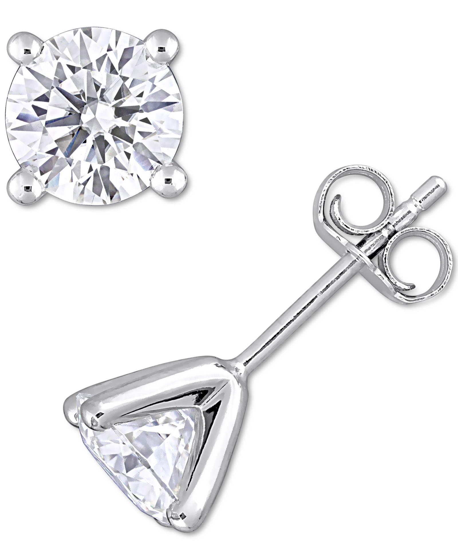 Серьги-гвоздики с Moissanite Lab-Created в серебряной оправе 2 ct. t.w.