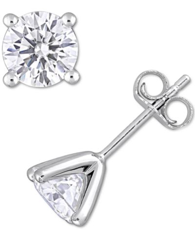 Серьги-гвоздики с Moissanite Lab-Created в серебряной оправе 2 ct. t.w.