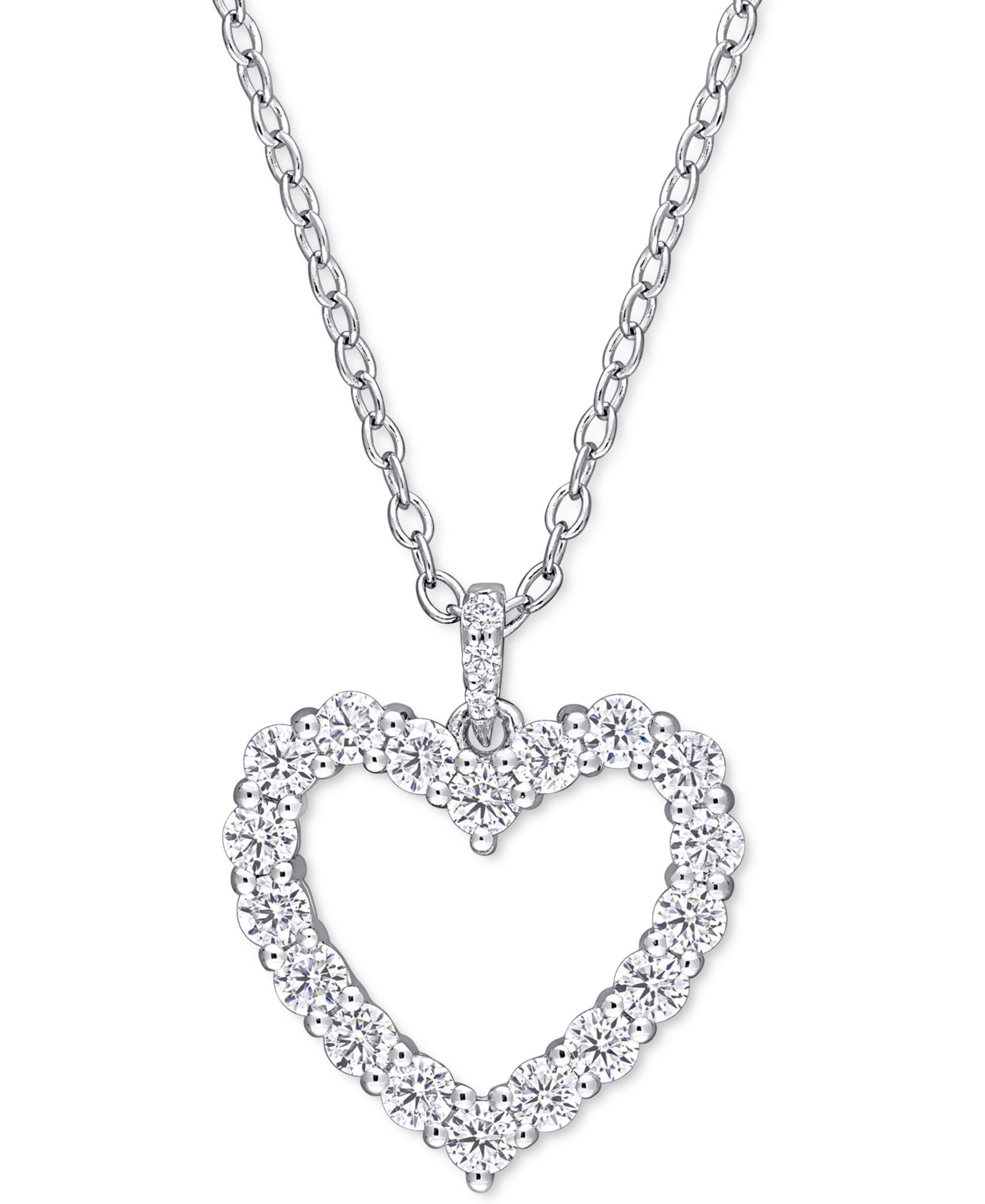 Подвеска-кулон с муассанитом в форме сердца 18" (5/8 ct. t.w.) из стерлингового серебра