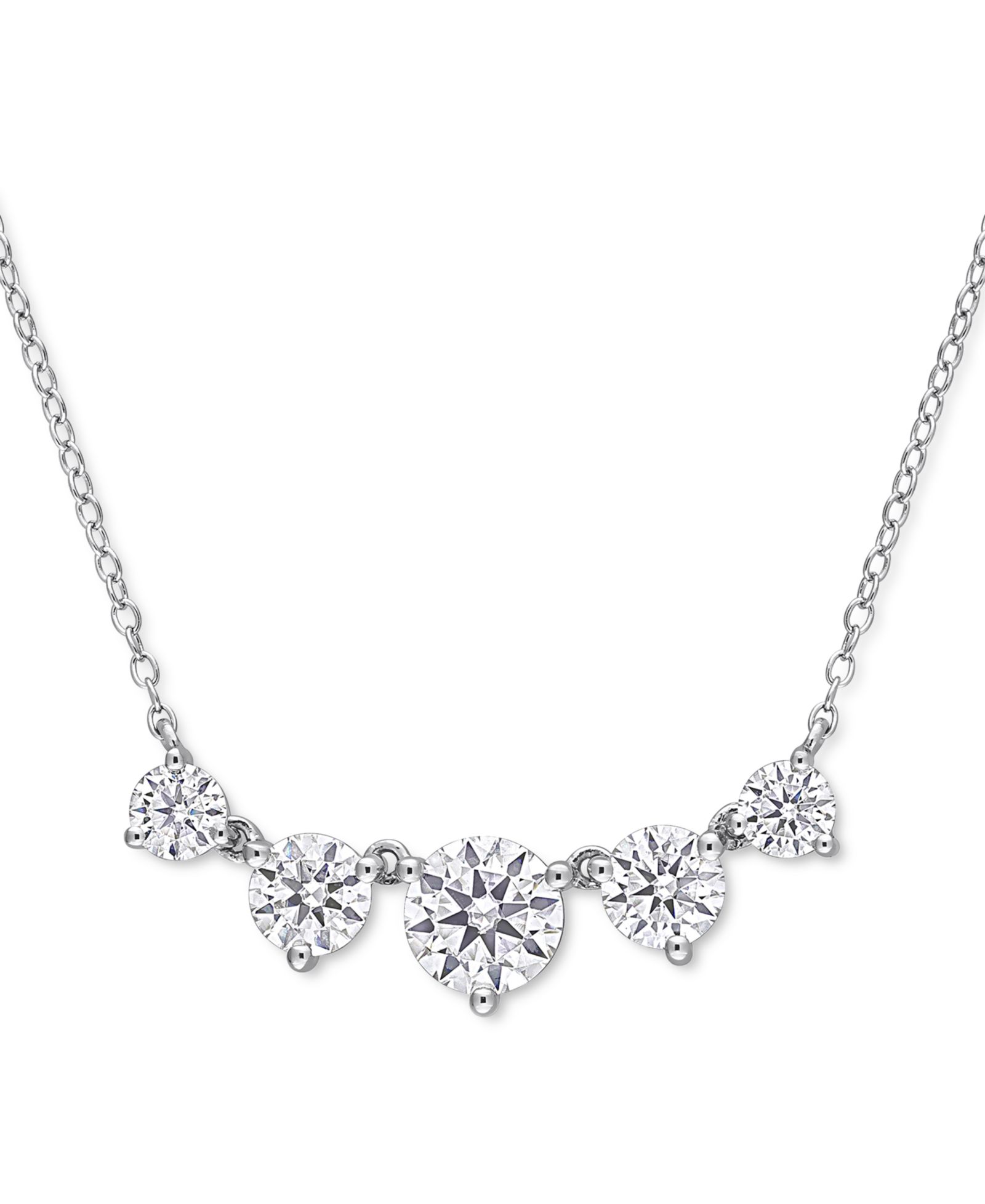 Подвеска Statement Graduated Five Stone 18" из Moissanite в Sterling Silver