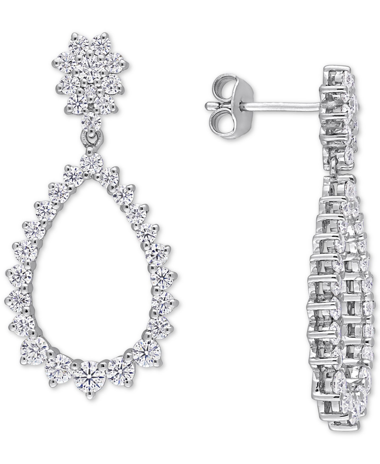 Lab-Grown Moissanite Open Teardrop Drop Earrings (2-1/5 ct. t.w.) in Sterling Silver