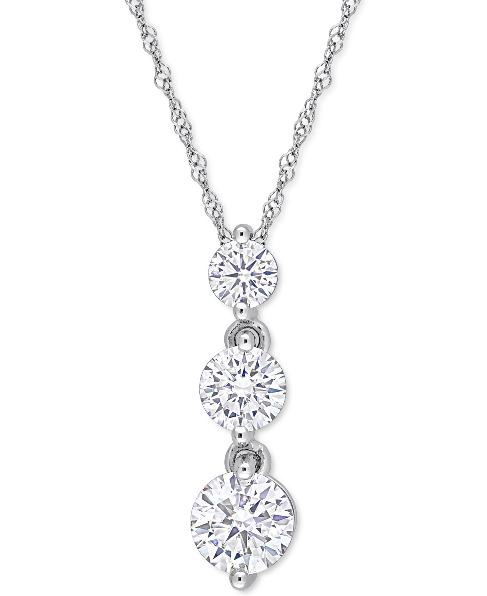 Подвеска-кулон Lab-Grown Moissanite Triple Drop 18" в серебре Sterling Silver