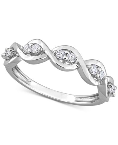 Кольцо с муассанитом Lab-Grown Twist Band (1/4 ct. t.w.) из стерлингового серебра
