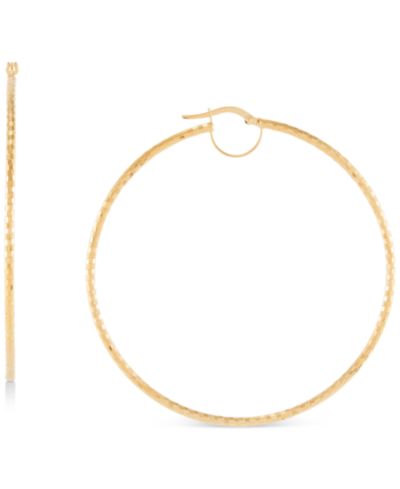 Серьги-кольца Macy's Faceted Bridge Hoop Earrings in 10k Gold (60mm)