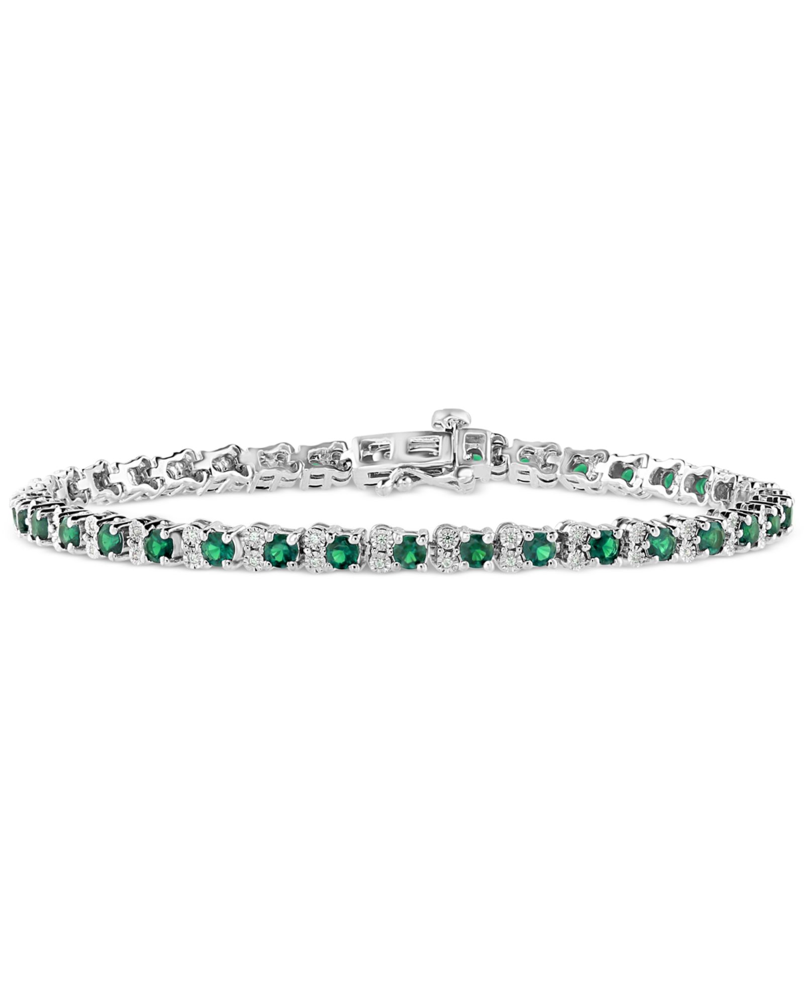 Браслет EFFY Sapphire (3-7/8 ct. t.w.) и Diamond (1/4 ct. t.w.) Tennis из стерлингового серебра