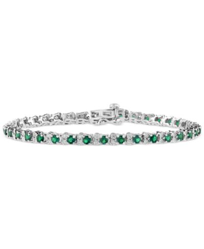 EFFY® Sapphire (3-7/8 ct. t.w) & Diamond (1/4 ct. t.w.) Tennis Bracelet in Sterling Silver (Also available in Emerald and Ruby)