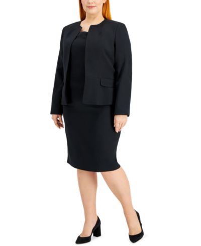 Le Suit Plus Size Cardigan Jacket & Sheath 2 Piece Dress Suit