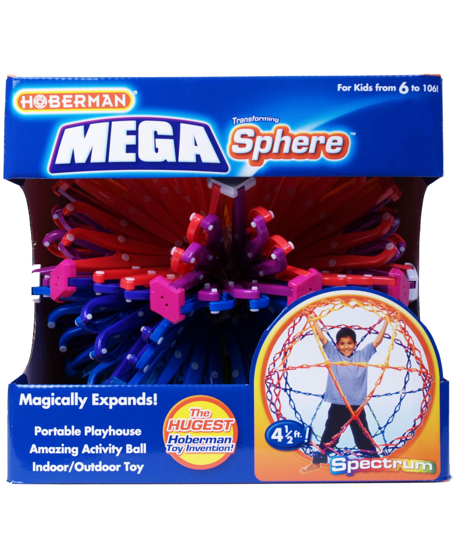 Areyougame Hoberman Mega Sphere Spectrum Расширяется до сферы 4,5', для 1 игрока, 6 лет и старше