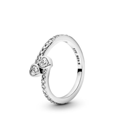 Кольцо Pandora Moments с двумя сверкающими сердцами из кубического циркония