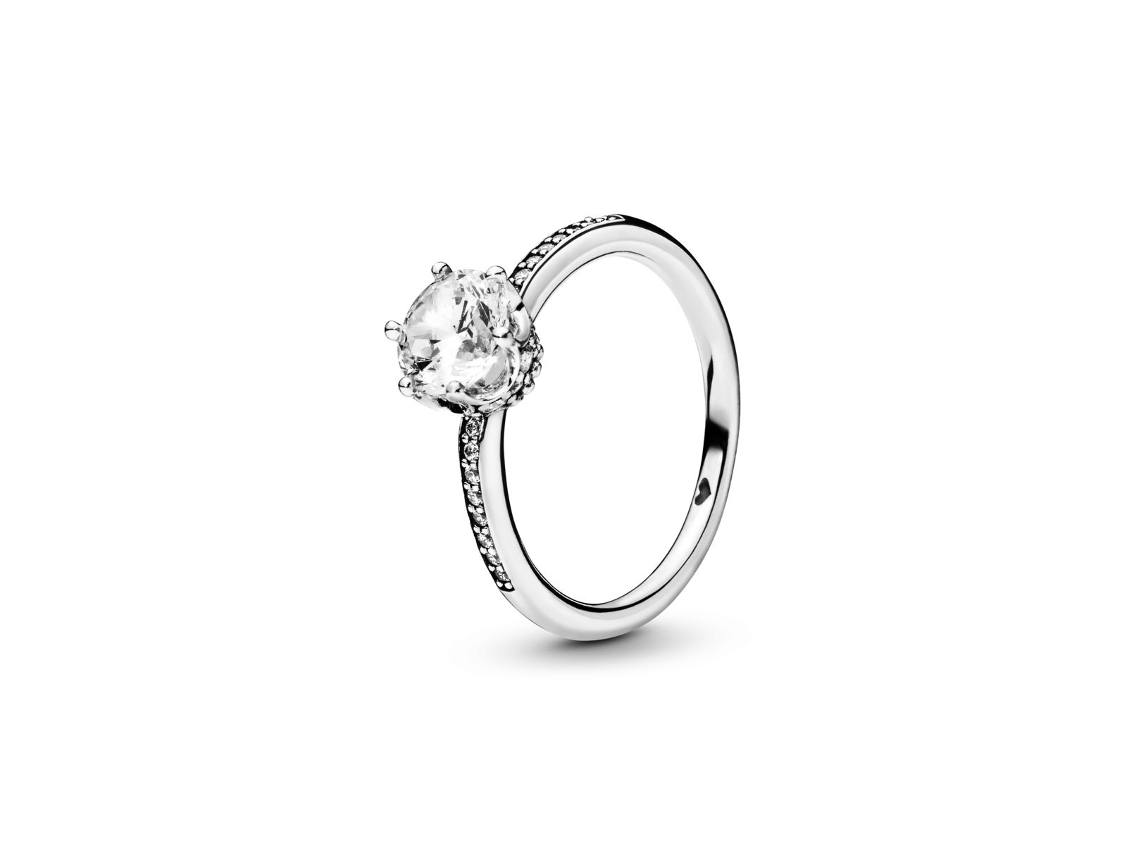 Pandora Cubic Zirconia Moments Clear Sparkling Crown Solitaire Ring