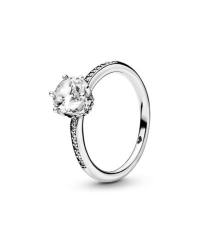 Pandora Cubic Zirconia Moments Clear Sparkling Crown Solitaire Ring