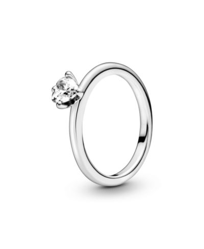 Pandora Sterling Silver Clear Heart Solitaire Ring