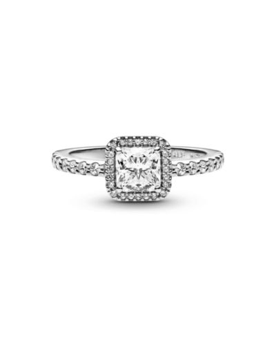 Кольцо Pandora с кубическим цирконием Timeless Square Sparkle Halo