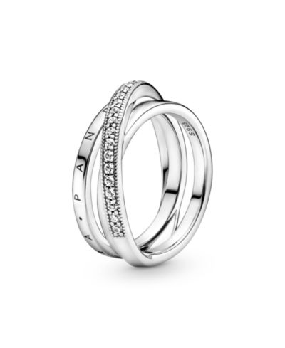 Pandora Cubic Zirconia Signature Crossover Pave Triple Band Ring