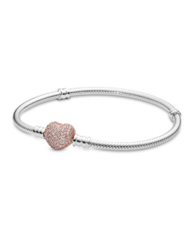 Браслет Pandora Moments Cubic Zirconia Pave Heart Clasp Snake Chain