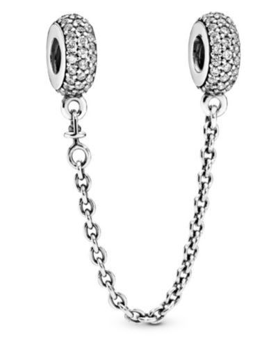Pandora шарм-цепочка Safety Chain из стерлингового серебра, Sparkling Pave