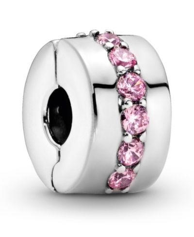 Подвеска-шарм Pandora Cubic Zirconia Pink Sparkling Row Clip