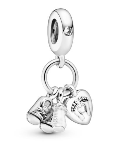 Pandora Cubic Zirconia Baby Bottle and Shoes Dangle Charm
