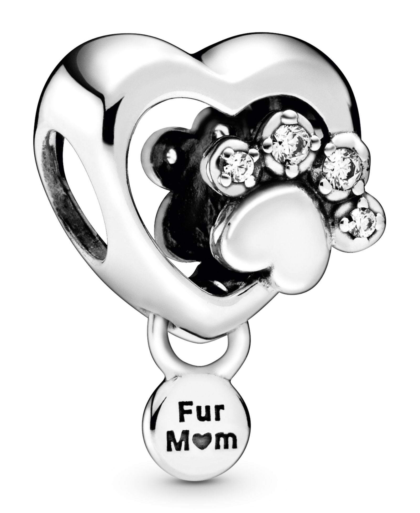 Pandora шарм Cubic Zirconia Sparkling Paw Print Heart