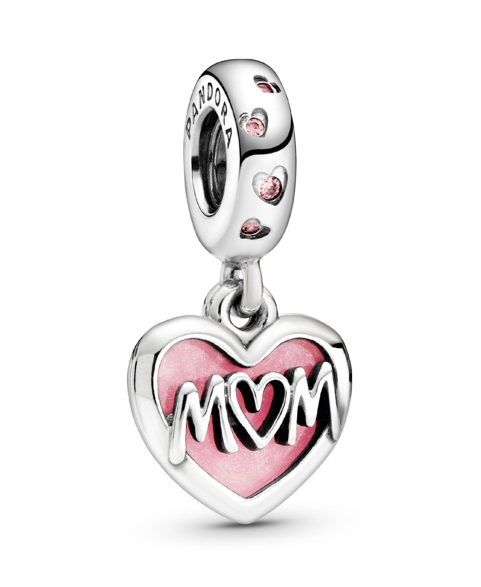 Подвеска-шарм Pandora Cubic Zirconia Mom Script Heart