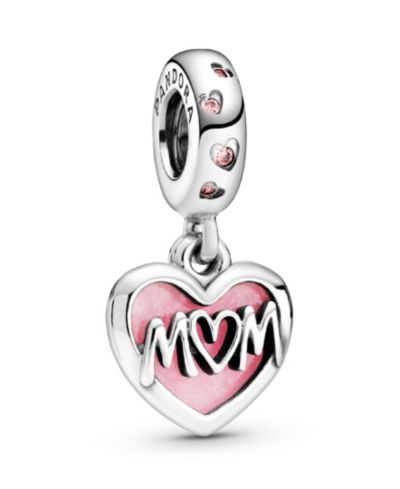 Подвеска-шарм Pandora Cubic Zirconia Mom Script Heart